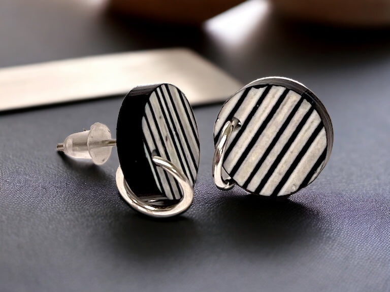 striped Earring Posts - Jewelry Components - Charms #84