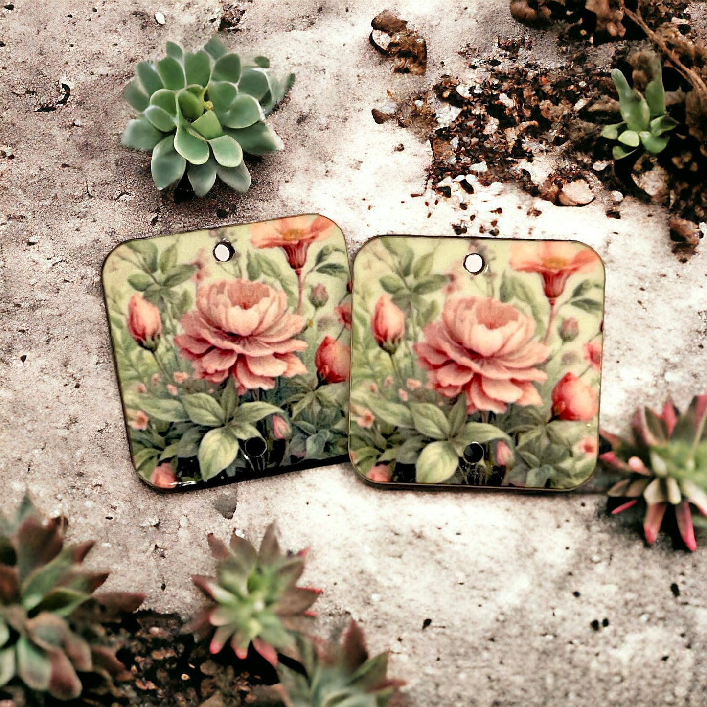 Pink Roses - Jewelry Components - Charms #115
