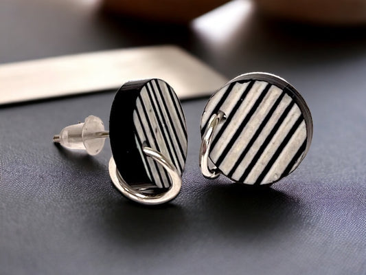 striped  Earring Posts - Jewelry Components - Charms #84