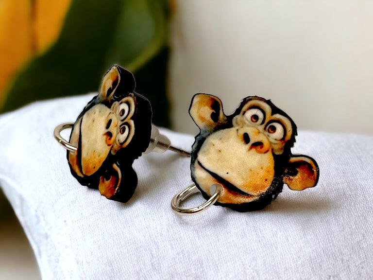 Monkey Business  Earring Posts - Jewelry Components - Charms #86