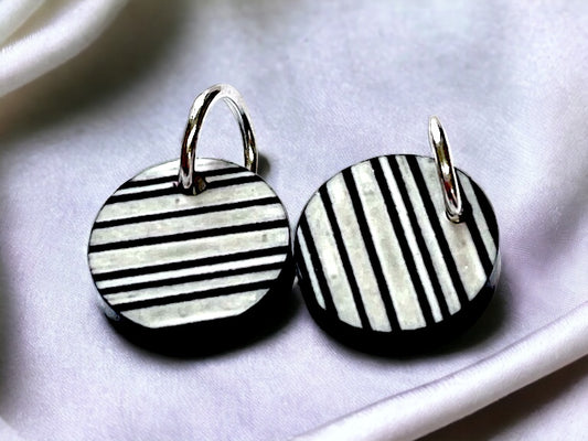 B/W Striped Charms - Jewelry Components - Charms #88